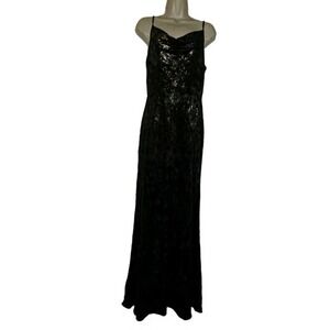 Velvet Whimsigoth Sleeveless Maxi Dress Black Gold Metallic‎ Floral Prom Wedding